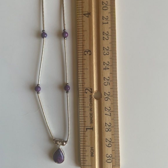 Purple Turquoise necklace and Earrings Sterling Silver Set 18” - Picture 4 of 6